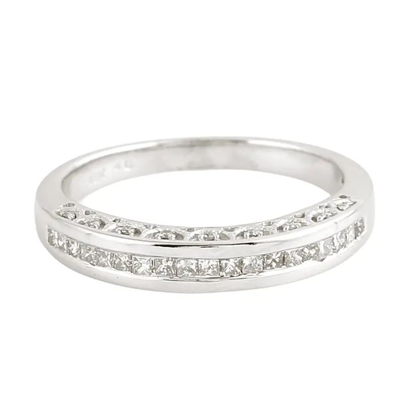 10K White Gold Diamond Channel-Set Band Ring 1