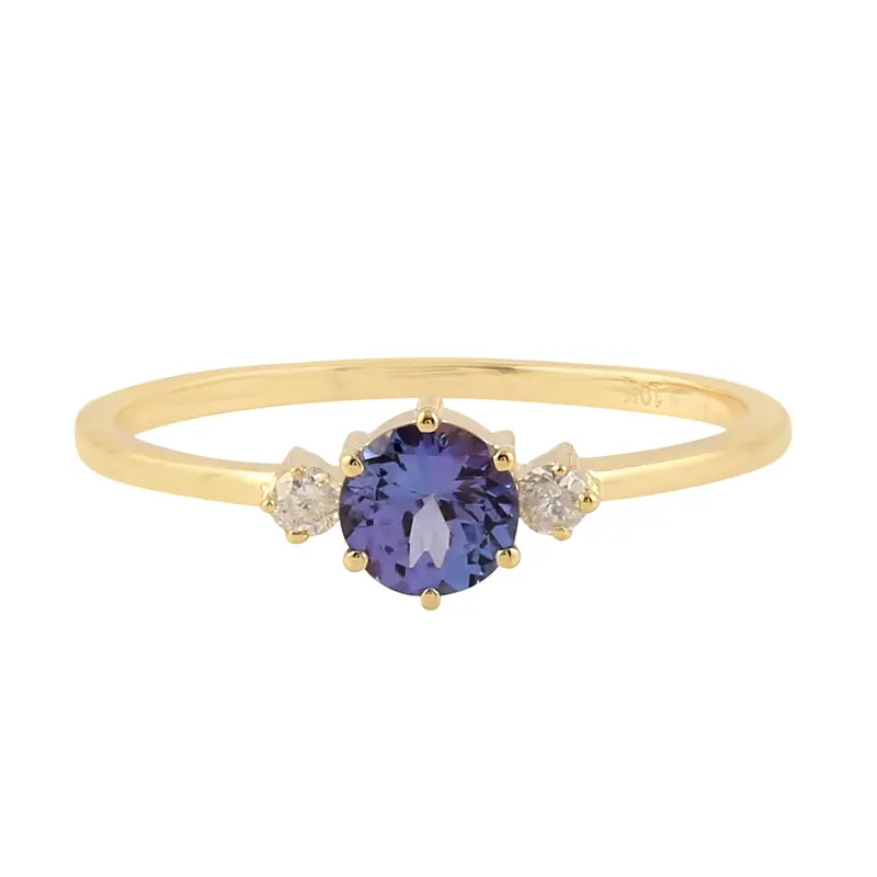 10K Yellow Gold Tanzanite Ring For Women With Diamond Accent 1