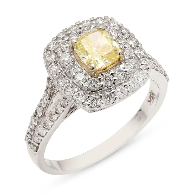 14K White Gold Solitaire Ring Featuring A Colored Diamond In Prong Setting 1