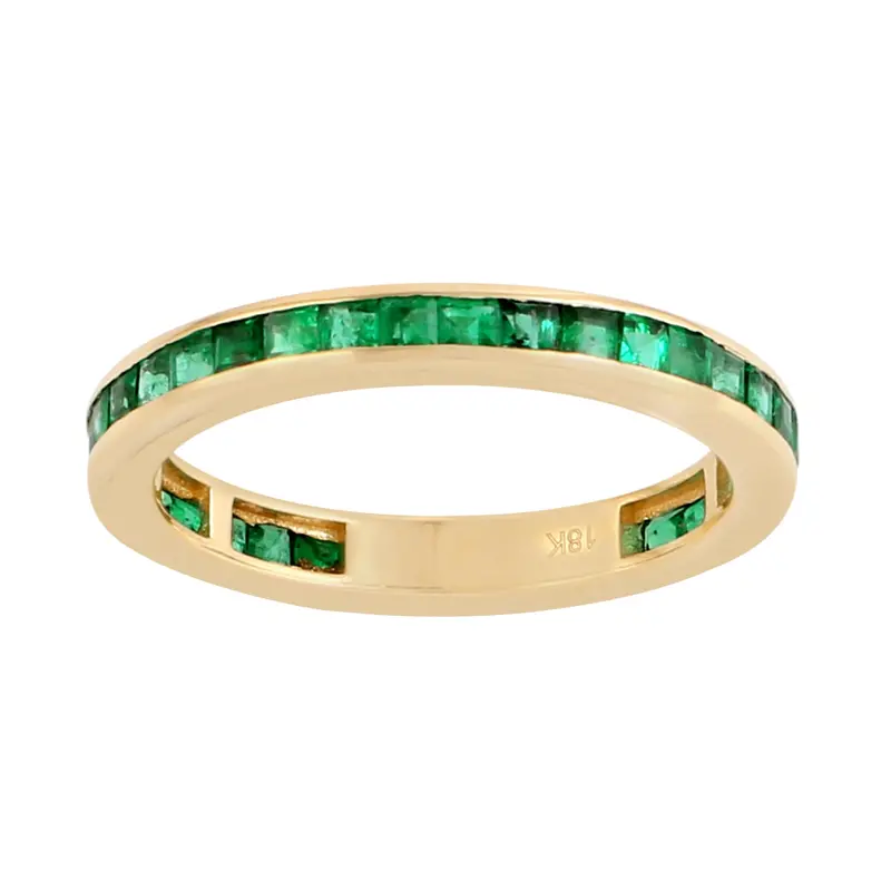 14K Yellow Gold Emerald Band Ring With Channel-Set Gemstones 1