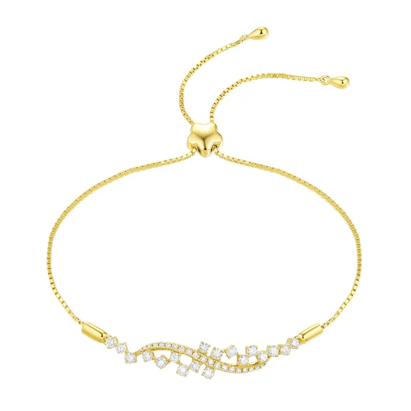 14K Yellow Gold Flexible Diamond Bracelet With Prong Detail 1
