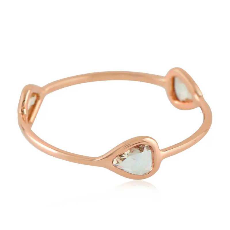 18K Rose Gold Minimalist Ring With Bezel-Set Rose-Cut Diamond 1