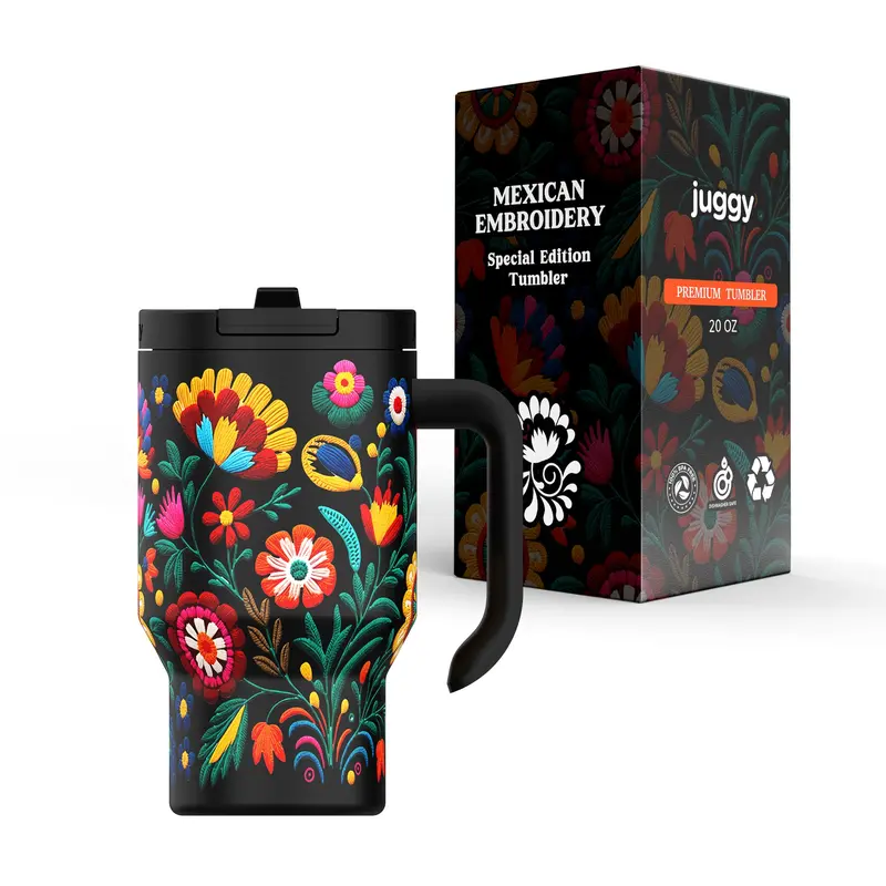 Bordadito 20 Oz Double-Lid Stainless Steel Tumbler 1
