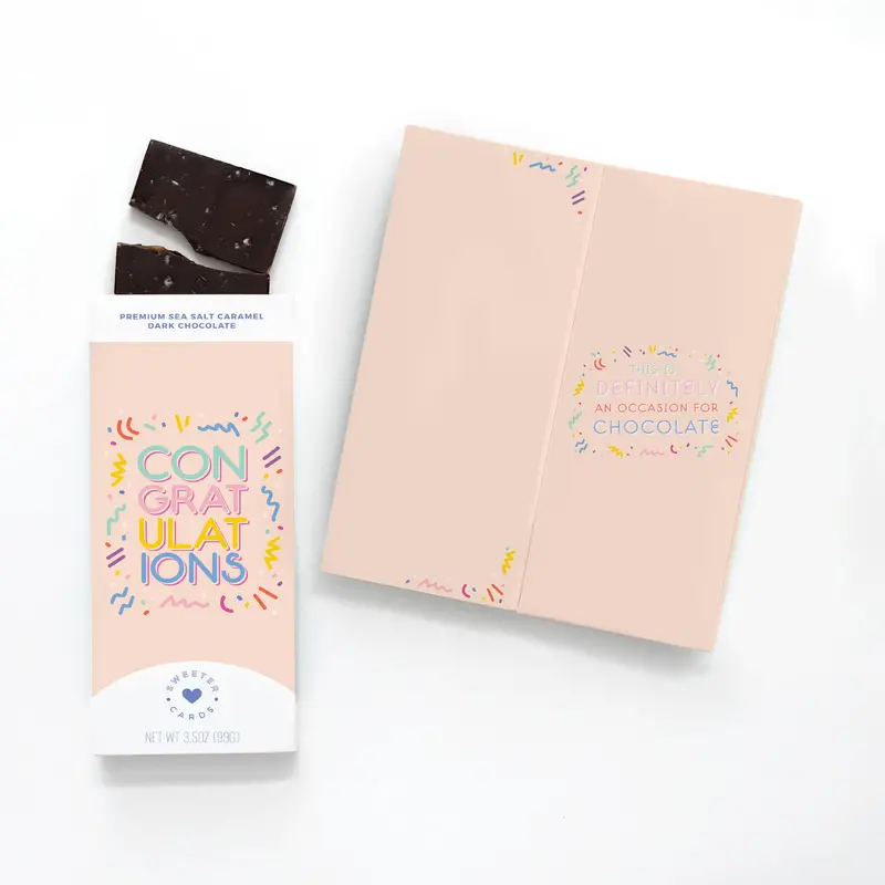 Celebratory Pop-Up Greeting Card With Integrated Chocolate Bar – 'Congratulations!' 1
