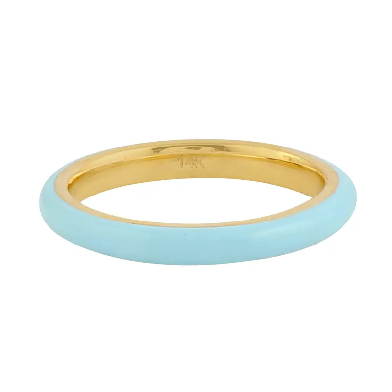 Colorful Enamel Band Ring In 14K Yellow Gold – Minimalist Jewelry Gift 1
