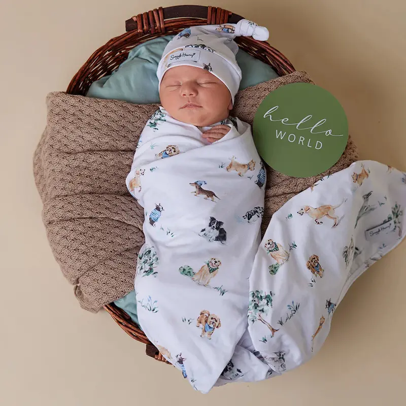 Dog Park Inspired Organic Jersey Wrap & Beanie Set 1