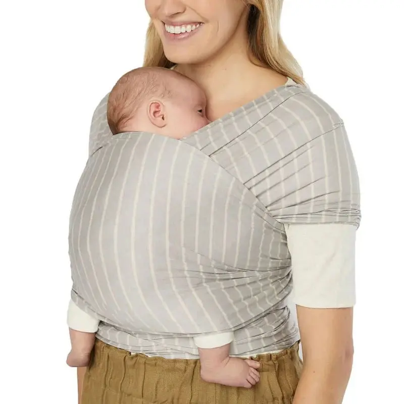 Ergobaby Aura Organic Knit Baby Wrap In Grey Stripes 1