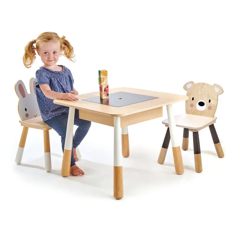 Forest Wooden Kids’ Table And Two Chairs – Solid Birch Set 1