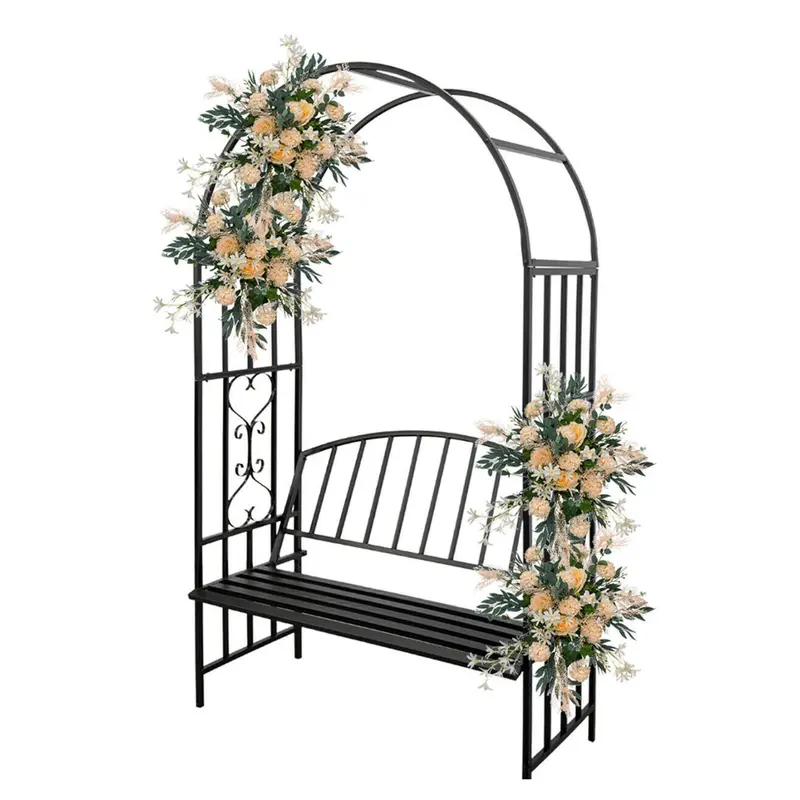 Freestanding Garden Arbor Arch With Built-In Bench – Backyard Trellis Structure 1