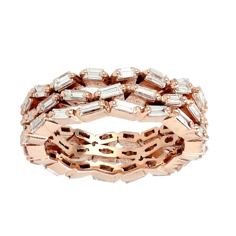 Full Eternity Ring Set With Baguette Diamonds In 14K Rose Gold 1