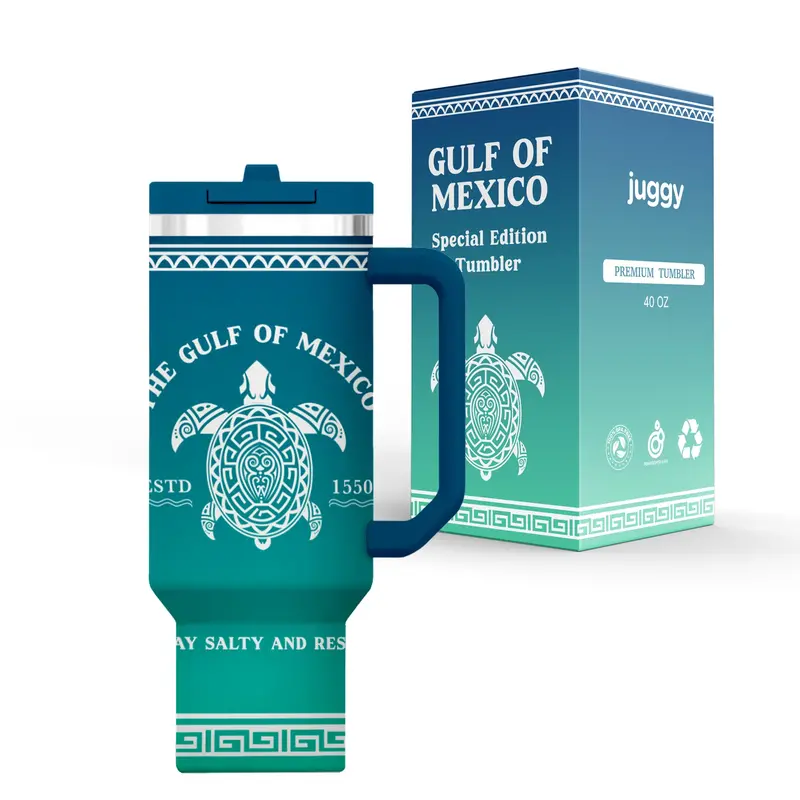 Gulf Of Mexico Blue 40 Oz Vacuum-Sealed Tumbler 1