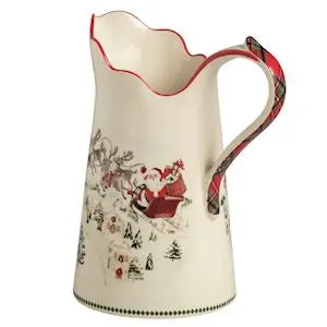 Holiday Scene Ceramic Pitcher With Santa Motif 1
