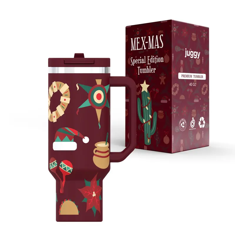 Mexmas-Themed 40 Oz Double-Lid Stainless Tumbler 1
