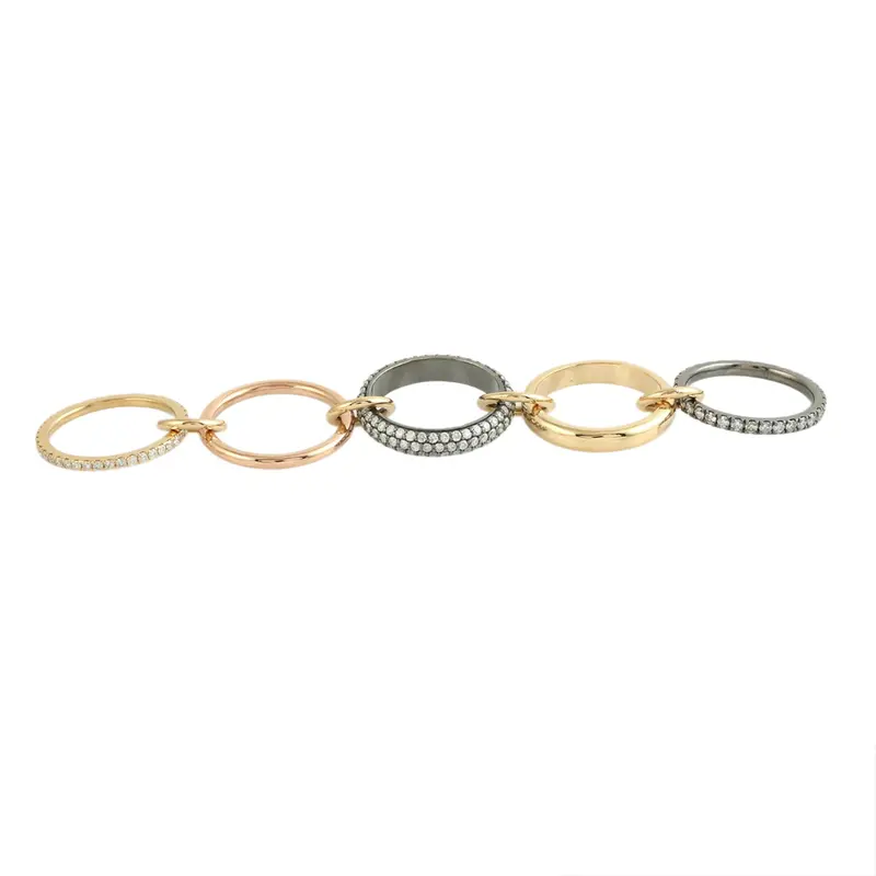 Mixed-Metal Diamond Link Ring Set In 18K Gold 1