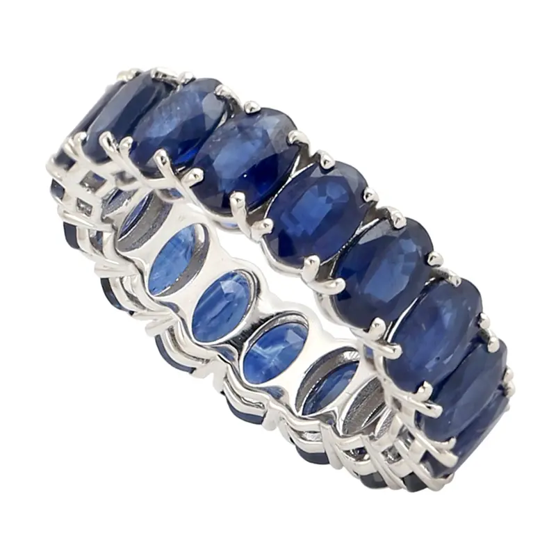 Oval Blue Sapphire Full-Eternity Band In 18K White Gold 1