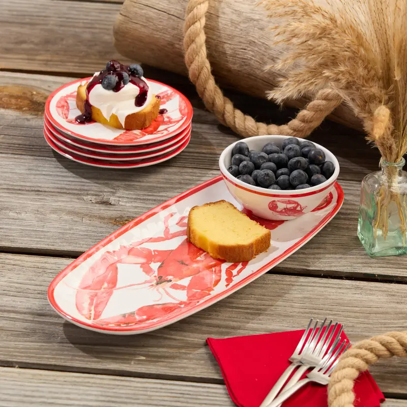 Oval Lobster Tray With Dip Bowl – Beach House Style, 15" X 6" 1