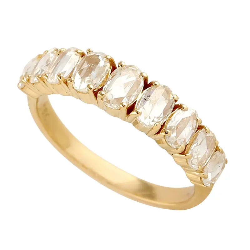 Oval Rose-Cut Diamond Half-Eternity Band In 18K Yellow Gold 1