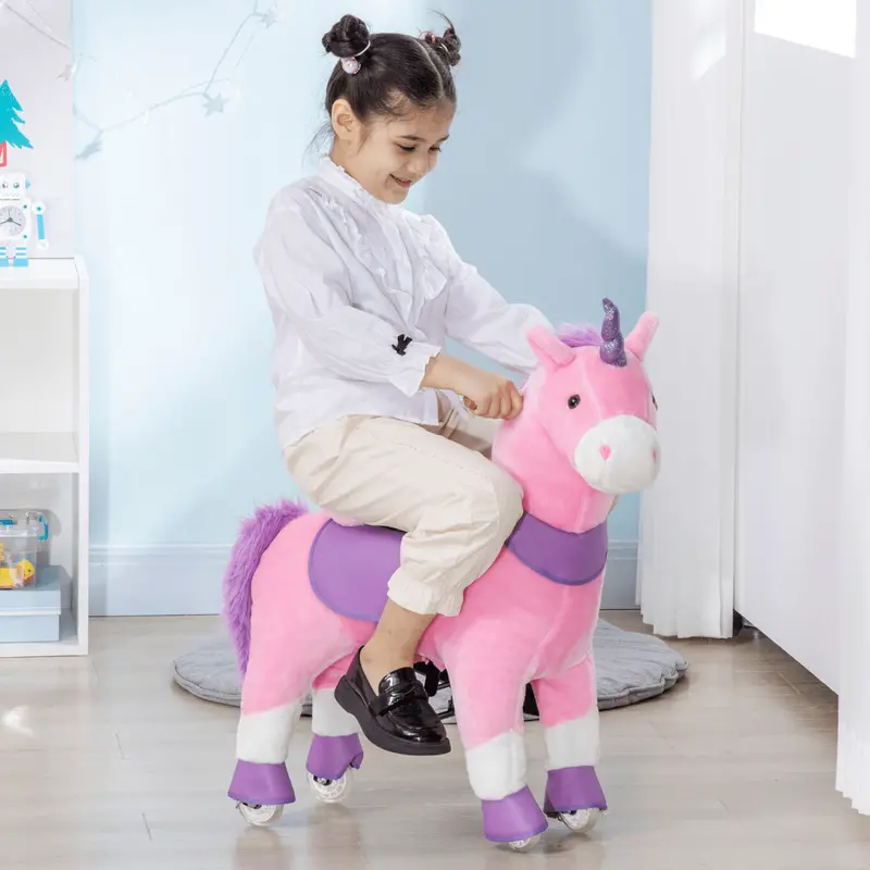 Ride-On Unicorn Rocking Horse Toy With Smooth Rolling Wheels 1