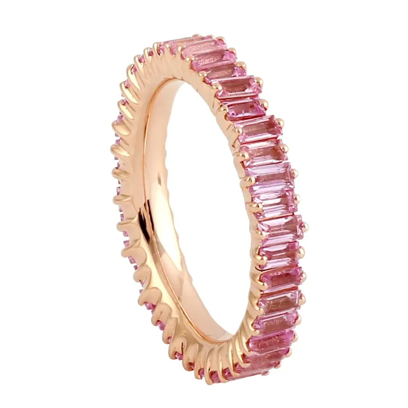 Rose Gold Channel-Set Pink Sapphire Eternity Ring 1