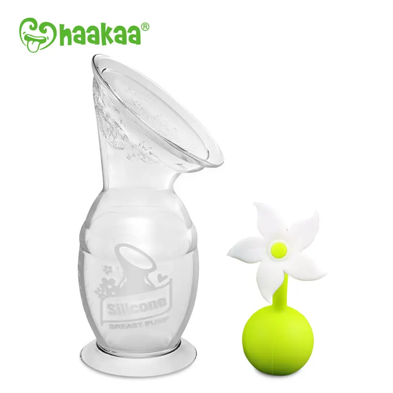 Silicone Breast Pump With Decorative White Flower Stopper Bundle 1