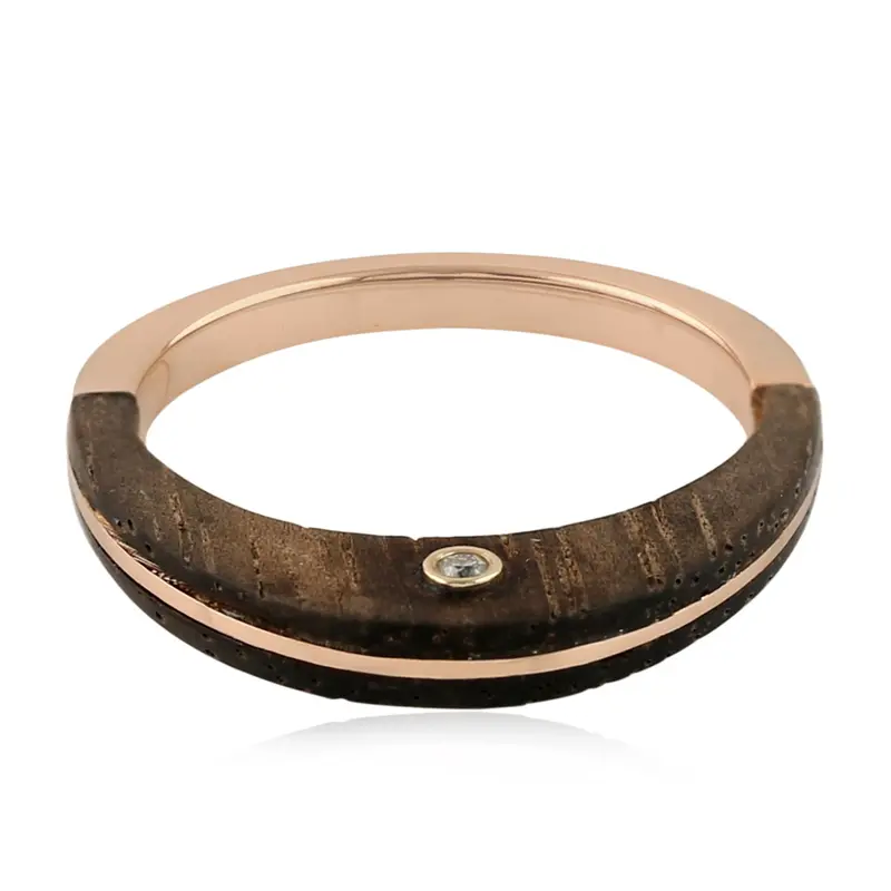 Wood-Inspired Diamond Band Ring In 14K Rose Gold 1